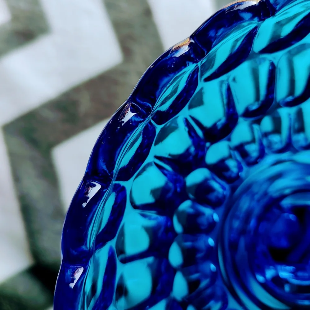 Vintage glass Indiana Aqua Blue Tear Drop Pedestal Compote Candy Dish 6" - Picture 6 of 11